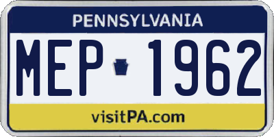 PA license plate MEP1962