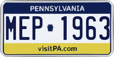 PA license plate MEP1963