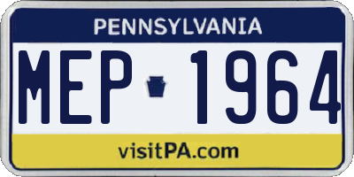 PA license plate MEP1964