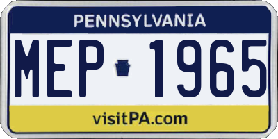 PA license plate MEP1965