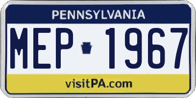 PA license plate MEP1967