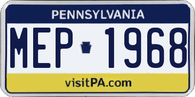 PA license plate MEP1968