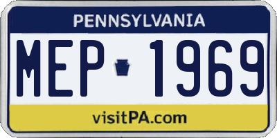 PA license plate MEP1969