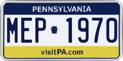 PA license plate MEP1970