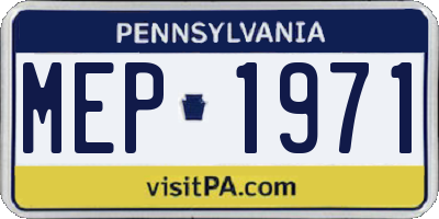 PA license plate MEP1971