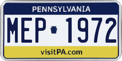 PA license plate MEP1972