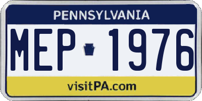 PA license plate MEP1976