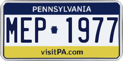 PA license plate MEP1977