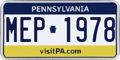PA license plate MEP1978