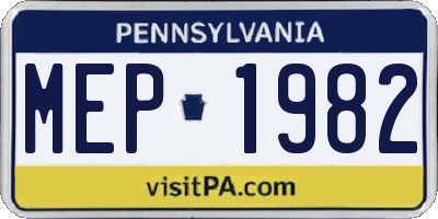 PA license plate MEP1982