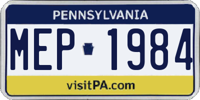 PA license plate MEP1984