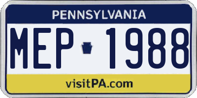 PA license plate MEP1988