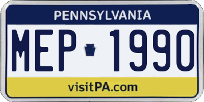 PA license plate MEP1990