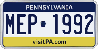 PA license plate MEP1992