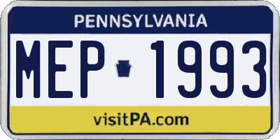 PA license plate MEP1993