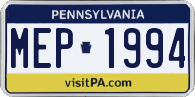 PA license plate MEP1994