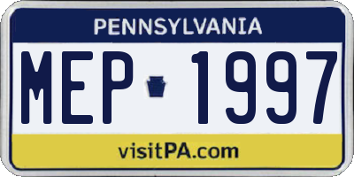 PA license plate MEP1997