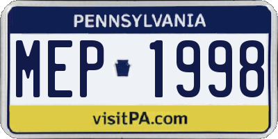 PA license plate MEP1998