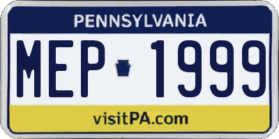 PA license plate MEP1999