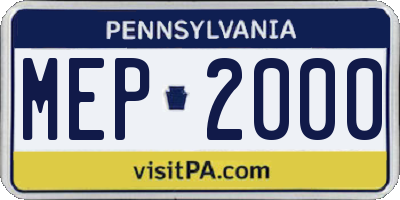 PA license plate MEP2000