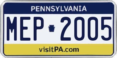 PA license plate MEP2005