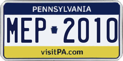 PA license plate MEP2010