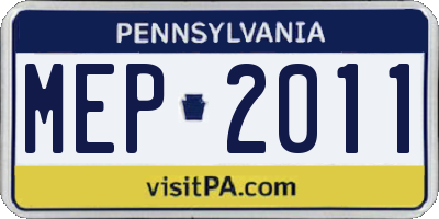 PA license plate MEP2011
