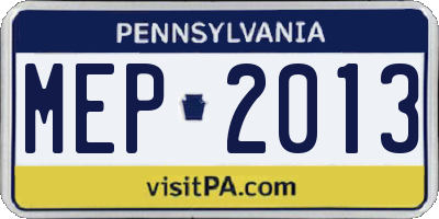 PA license plate MEP2013