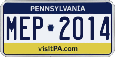 PA license plate MEP2014