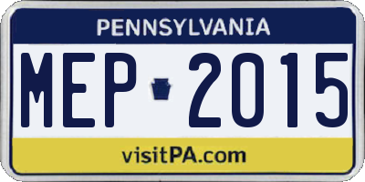 PA license plate MEP2015