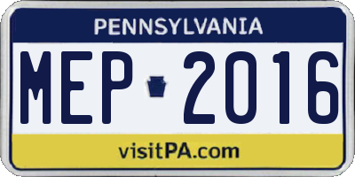 PA license plate MEP2016
