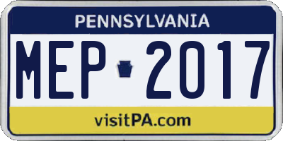PA license plate MEP2017