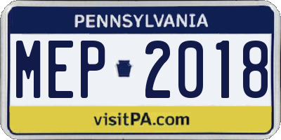 PA license plate MEP2018