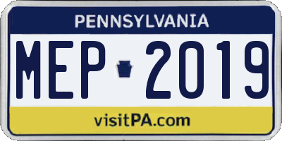 PA license plate MEP2019