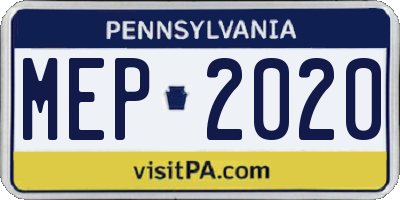 PA license plate MEP2020