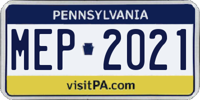 PA license plate MEP2021