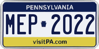 PA license plate MEP2022