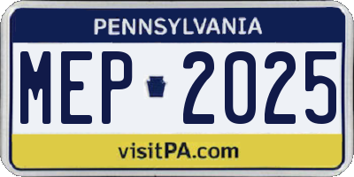 PA license plate MEP2025