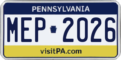 PA license plate MEP2026