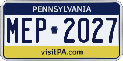 PA license plate MEP2027