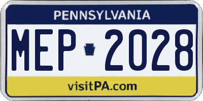 PA license plate MEP2028