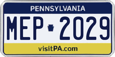 PA license plate MEP2029
