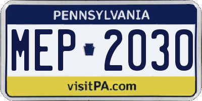 PA license plate MEP2030