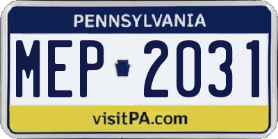 PA license plate MEP2031