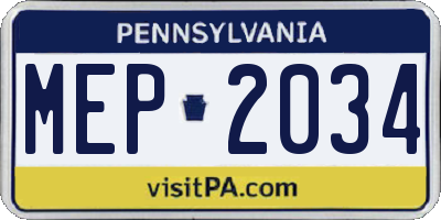 PA license plate MEP2034