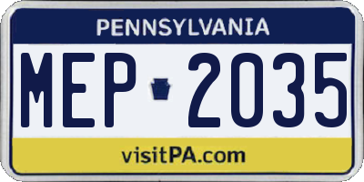PA license plate MEP2035
