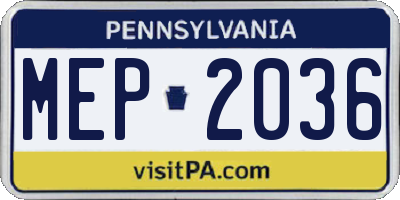 PA license plate MEP2036