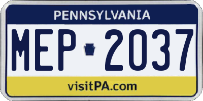 PA license plate MEP2037