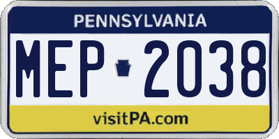 PA license plate MEP2038