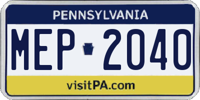 PA license plate MEP2040